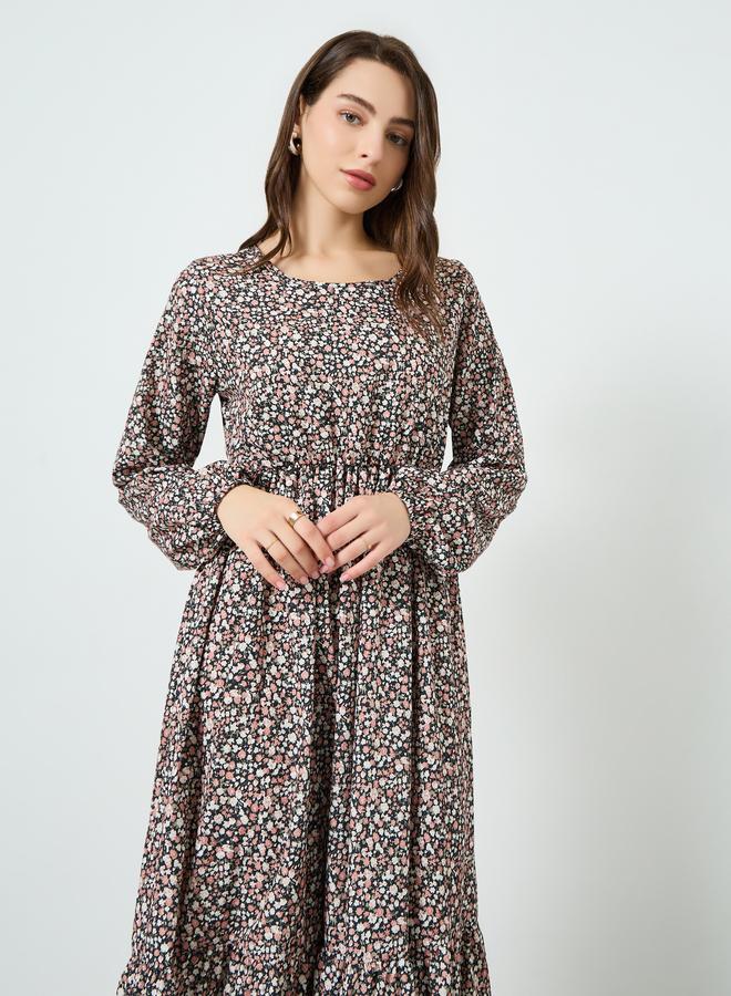 Take Two Women Floral Printed Balloon Sleeve Midi Dress - Image 2